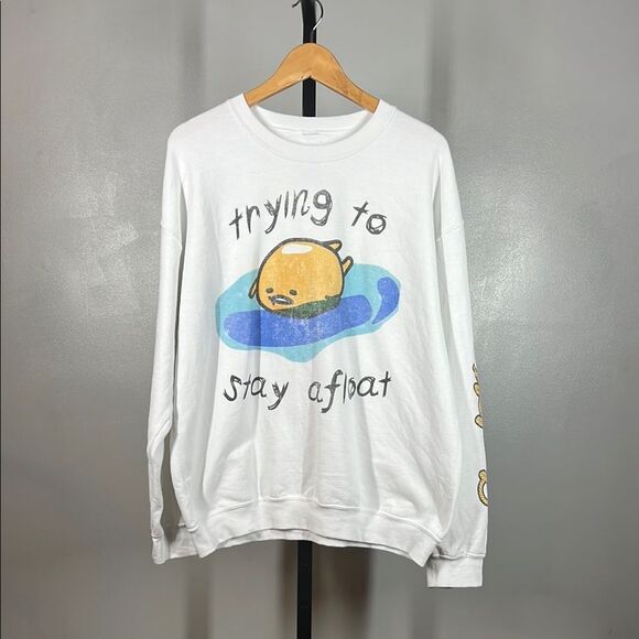Gudetama Trying To Stay A float white Sweatshirt - Picture 1 of 4